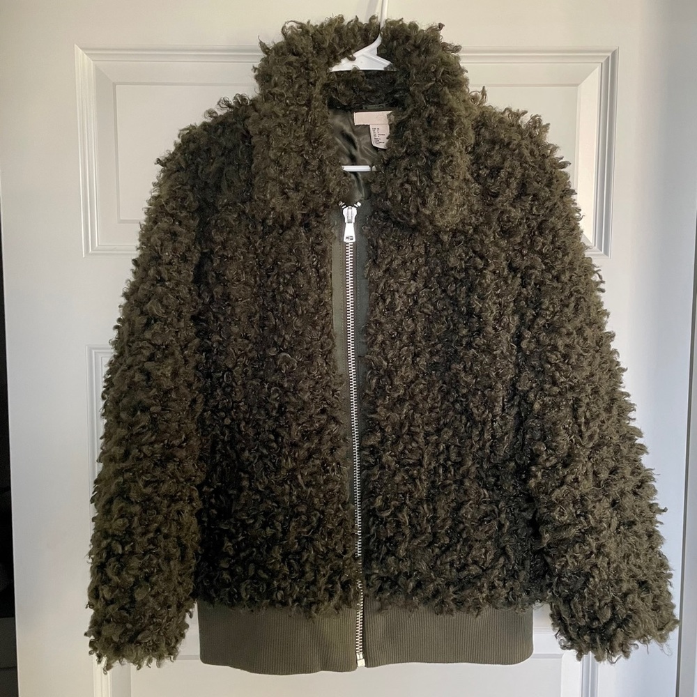 H&M Fuzzy Green Jacket
